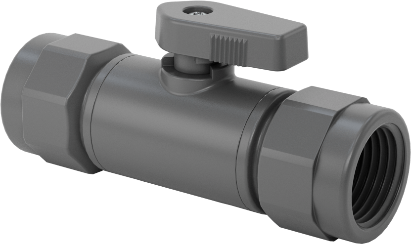 İçme Suyu için Kompakt Açma/Kapama Vanası, Gri PVC Gövde, 1/2 NPT Dişi x 1/2 NPT Dişi