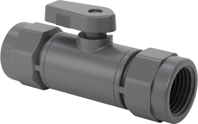 İçme Suyu için Kompakt Açma/Kapama Vanası, Gri PVC Gövde, 1/2 NPT Dişi x 1/2 NPT Dişi