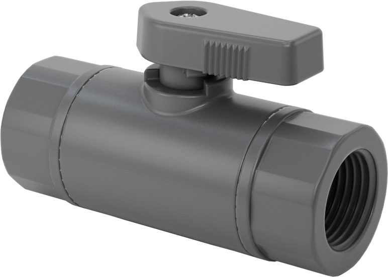 İçme Suyu için Kompakt Açma/Kapama Vanası, Gri PVC Gövde, 3/8 NPT Dişi x 3/8 NPT Dişi
