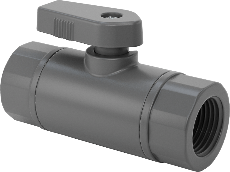 İçme Suyu için Kompakt Açma/Kapama Vanası, Gri PVC Gövde, 3/8 NPT Dişi x 3/8 NPT Dişi