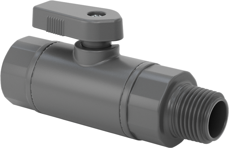 İçme Suyu için Kompakt Açma/Kapama Vanası, Gri PVC Gövde, 3/8 NPT Dişi x 3/8 NPT Erkek