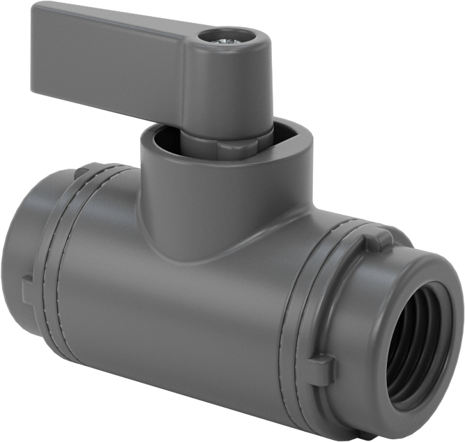 İçme Suyu için Kompakt Açma/Kapama Vanası, Gri PVC Gövde, 1/4 NPT Dişi x 1/4 NPT Dişi