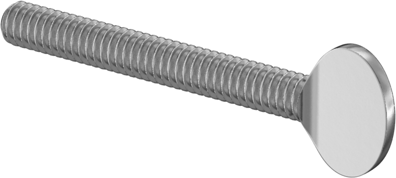 18-8 Paslanmaz Çelik Kürek Başlı Ayar Vidası, 1/4"-20 Diş Boyutu, 2" Uzunluk