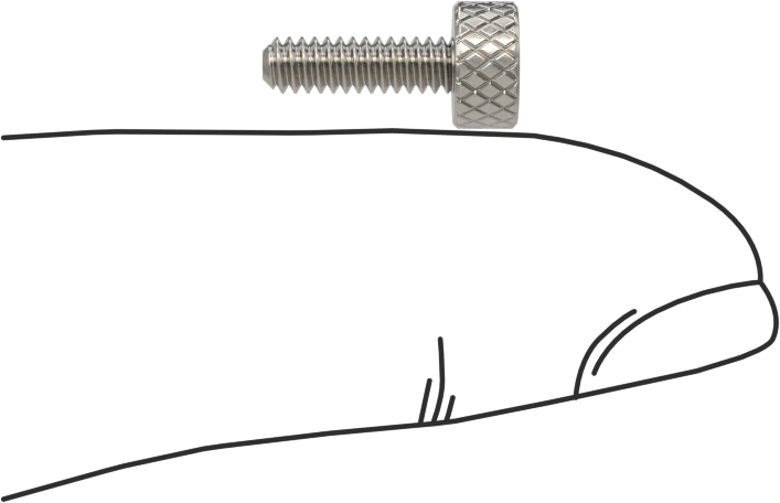 Tırtıllı Başlı Parmak Vidası, Dar, 4-40 Diş Boyutu, 3/8" Uzunluk