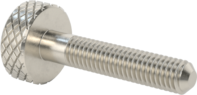 Tırtıllı Başlı Parmak Vidası, Paslanmaz Çelik, Düşük Profilli, Kısmi 10-32 Diş, 1" Uzunluk, 1/2" Çap