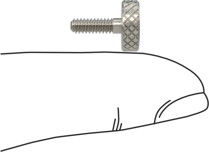 Tırtıllı Başlı Parmak Vidası, Paslanmaz Çelik, Düşük Profilli, Kısmi 4-40 Diş, 3/8" Uzunluk, 3/8" Çap