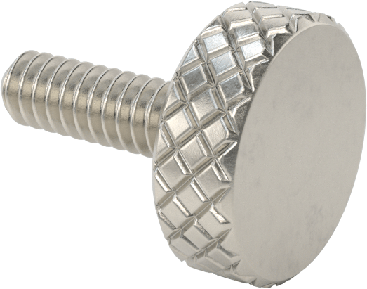 Tırtıllı Başlı Parmak Vidası, Paslanmaz Çelik, Düşük Profilli, Kısmi 4-40 Diş, 3/8" Uzunluk, 3/8" Çap