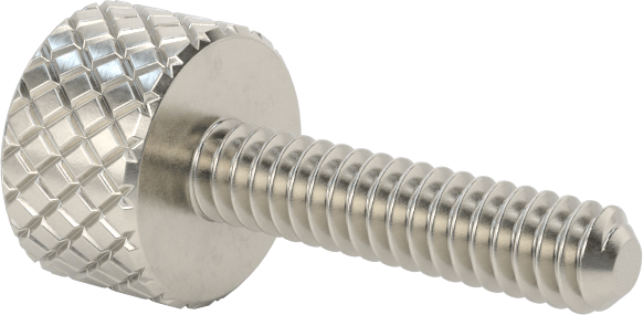 Tırtıllı Başlı Parmak Vidası, Paslanmaz Çelik, Düşük Profilli, 4-40 Diş Boyutu, 1/2" Uzunluk, 5/16" Çaplı Başlık