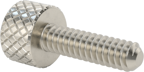 Tırtıllı Başlı Parmak Vidası, Paslanmaz Çelik, Düşük Profilli, 6-32 Diş Boyutu, 1/2" Uzunluk, 5/16" Çaplı Başlık