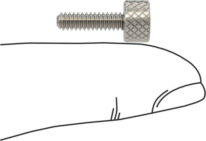 Tırtıllı Başlı Parmak Vidası, Paslanmaz Çelik, Düşük Profilli, 6-32 Diş Boyutu, 1/2" Uzunluk, 5/16" Çaplı Başlık