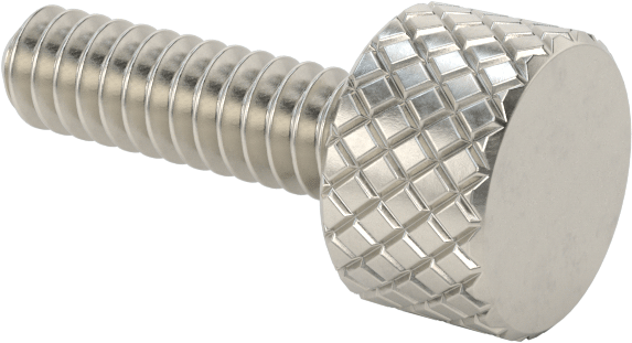 Tırtıllı Başlı Parmak Vidası, Paslanmaz Çelik, Düşük Profilli, 6-32 Diş Boyutu, 1/2" Uzunluk, 5/16" Çaplı Başlık