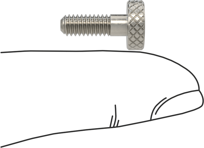 Tırtıllı Başlı Parmak Vidası, Paslanmaz Çelik, Düşük Profilli, Kısmi 8-32 Diş, 1/2" Uzunluk, 3/8" Çap