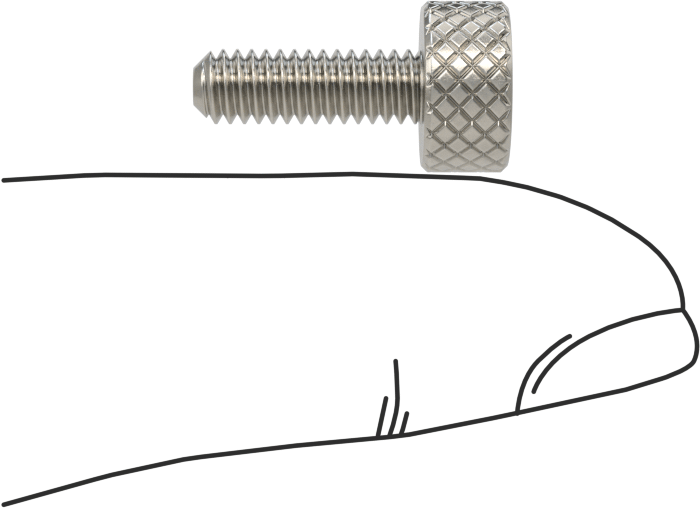 Tırtıllı Başlı Parmak Vidası, Paslanmaz Çelik, Düşük Profilli, 8-32 Diş Boyutu, 1/2" Uzunluk, 3/8" Çaplı Başlık