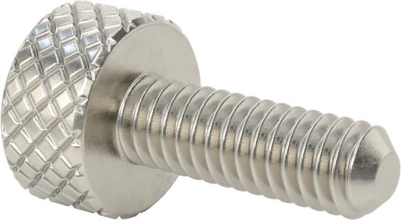 Tırtıllı Başlı Parmak Vidası, Paslanmaz Çelik, Düşük Profilli, 8-32 Diş Boyutu, 1/2" Uzunluk, 3/8" Çaplı Başlık