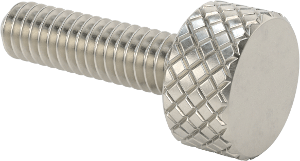 Tırtıllı Başlı Parmak Vidası, Paslanmaz Çelik, Düşük Profilli, 8-32 Diş Boyutu, 5/8" Uzunluk, 3/8" Çaplı Başlık