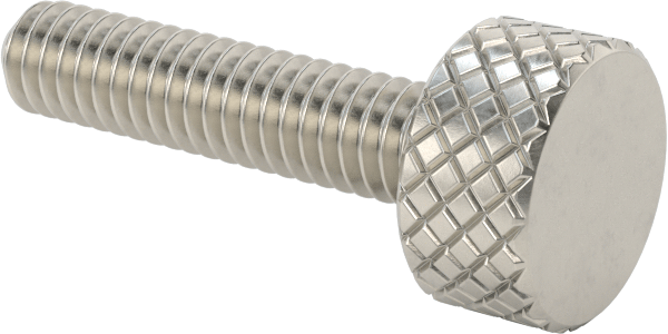 Tırtıllı Başlı Parmak Vidası, Paslanmaz Çelik, Düşük Profilli, 8-32 Diş Boyutu, 3/4" Uzunluk, 3/8" Çaplı Başlık