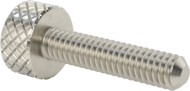 Tırtıllı Başlı Parmak Vidası, Paslanmaz Çelik, Düşük Profilli, 8-32 Diş Boyutu, 3/4" Uzunluk, 3/8" Çaplı Başlık