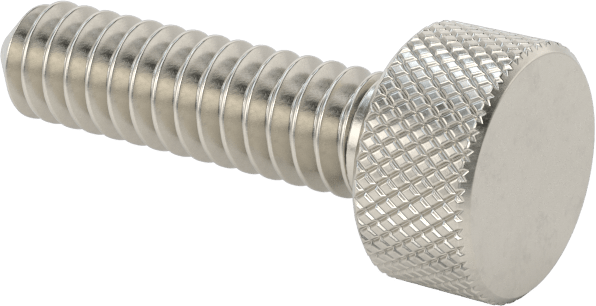 Tırtıllı Başlı Parmak Vidası, Paslanmaz Çelik, Düşük Profilli, 10-24 Diş Boyutu, 3/4" Uzunluk, 3/8" Çaplı Başlık