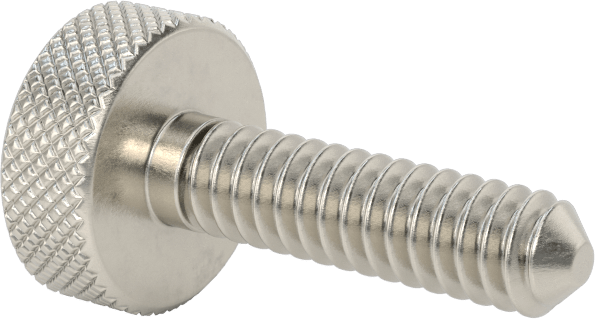 Tırtıllı Başlı Parmak Vidası, Paslanmaz Çelik, Düşük Profilli, 10-24 Diş Boyutu, 3/4" Uzunluk, 1/2" Çaplı Başlık