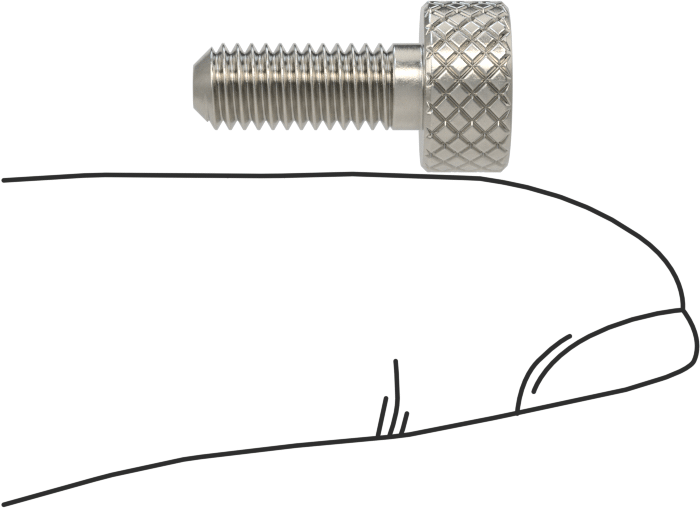 Tırtıllı Başlı Parmak Vidası, Paslanmaz Çelik, Düşük Profilli, Kısmi 10-32 Diş, 1/2" Uzunluk, 3/8" Çap