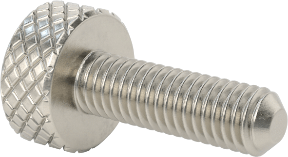 Tırtıllı Başlı Parmak Vidası, Paslanmaz Çelik, Düşük Profilli, 10-32 Diş Boyutu, 5/8" Uzunluk, 7/16" Çaplı Başlık