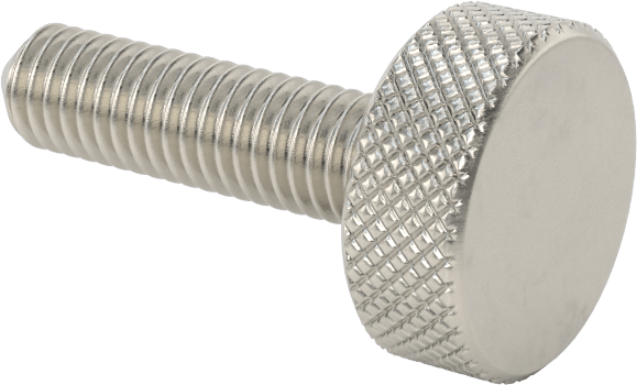 Tırtıllı Başlı Parmak Vidası, Paslanmaz Çelik, Düşük Profilli, 10-32 Diş Boyutu, 3/4" Uzunluk, 1/2" Çaplı Başlık