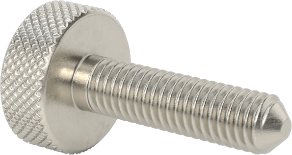 Tırtıllı Başlı Parmak Vidası, Paslanmaz Çelik, Düşük Profilli, 10-32 Diş Boyutu, 3/4" Uzunluk, 1/2" Çaplı Başlık