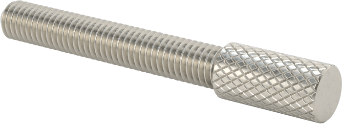 Tırtıllı Başlı Parmak Vidası, Dar, 10-32 Diş Boyutu, 1-1/4" Uzunluk