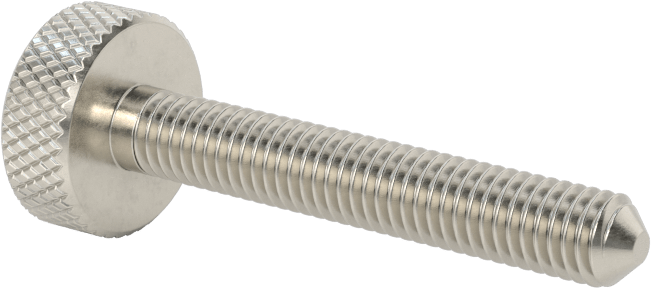 Tırtıllı Başlı Parmak Vidası, Paslanmaz Çelik, Düşük Profilli, 10-32 Diş Boyutu, 1-1/4" Uzunluk, 1/2" Çaplı Başlık