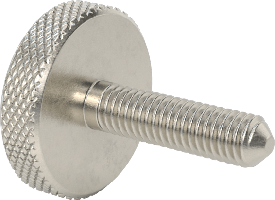 Tırtıllı Başlı Parmak Vidası, Paslanmaz Çelik, Düşük Profilli, 10-32 Diş Boyutu, 3/4" Uzunluk, 3/4" Çaplı Başlık