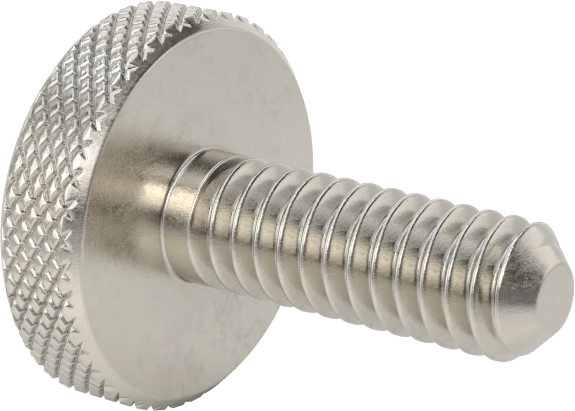 Tırtıllı Başlı Parmak Vidası, Paslanmaz Çelik, Düşük Profilli, 1/4"-20 Diş Boyutu, 3/4" Uzunluk, 3/4" Çaplı Başlık