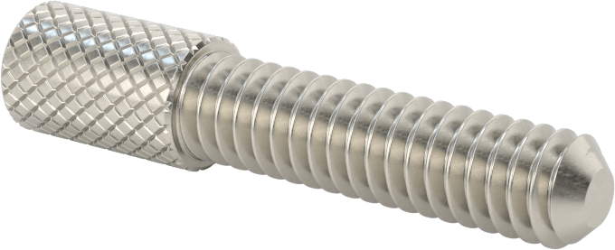 Tırtıllı Başlı Parmak Vidası, Dar, 1/4"-20 Diş Boyutu, 1" Uzunluk