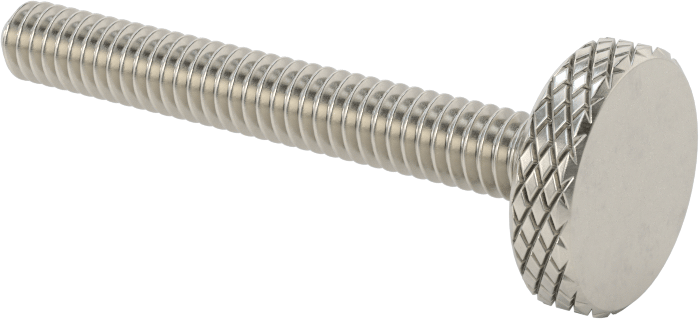 Tırtıllı Başlı Parmak Vidası, Paslanmaz Çelik, Düşük Profilli, Kısmi 1/4"-20 Diş, 2" Uzunluk, 3/4 inç Çap