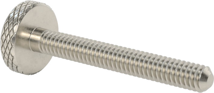 Tırtıllı Başlı Parmak Vidası, Paslanmaz Çelik, Düşük Profilli, Kısmi 1/4"-20 Diş, 2" Uzunluk, 3/4 inç Çap