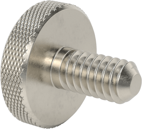 Tırtıllı Başlı Parmak Vidası, Paslanmaz Çelik, Düşük Profilli, 1/4"-20 Diş Boyutu, 1/2" Uzunluk, 3/4" Çaplı Başlık