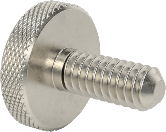 Tırtıllı Başlı Parmak Vidası, Paslanmaz Çelik, Düşük Profilli, 1/4"-20 Diş Boyutu, 5/8" Uzunluk, 3/4" Çaplı Başlık
