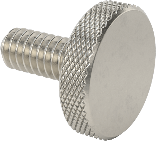 Tırtıllı Başlı Parmak Vidası, Paslanmaz Çelik, Düşük Profilli, 1/4"-20 Diş Boyutu, 5/8" Uzunluk, 3/4" Çaplı Başlık