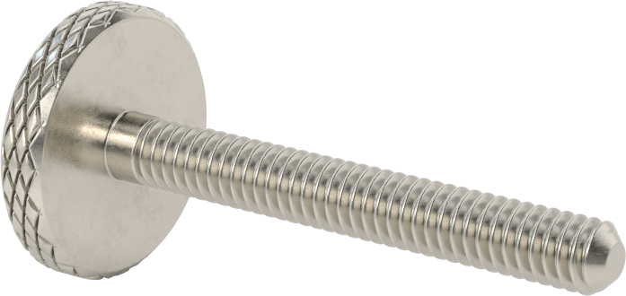 Tırtıllı Başlı Parmak Vidası, Paslanmaz Çelik, Düşük Profilli, Kısmi 1/4"-20 Diş, 2" Uzunluk, 1" Çap