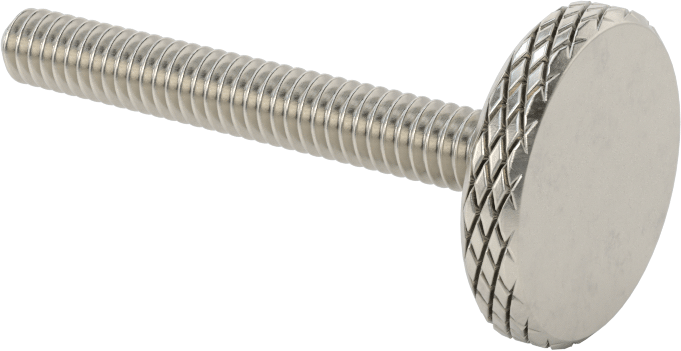 Tırtıllı Başlı Parmak Vidası, Paslanmaz Çelik, Düşük Profilli, Kısmi 1/4"-20 Diş, 2" Uzunluk, 1" Çap