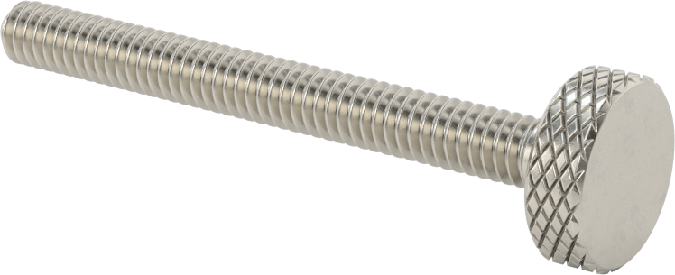Tırtıllı Başlı Parmak Vidası, Paslanmaz Çelik, Düşük Profilli, Kısmi 1/4"-20 Diş, 2-1/2" Uzunluk