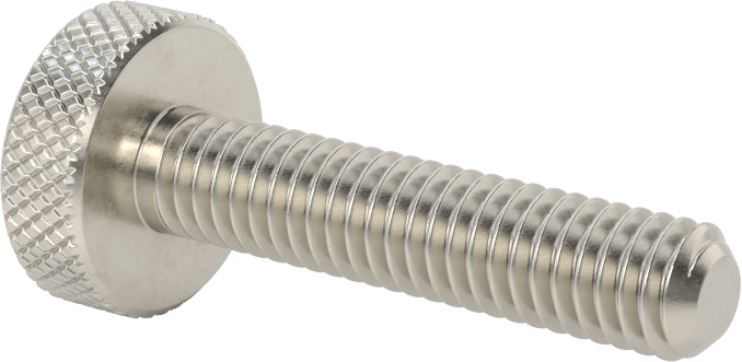 Tırtıllı Başlı Parmak Vidası, Paslanmaz Çelik, Düşük Profilli, 5/16"-18 Diş, 1-1/2" Uzunluk, 3/4" Çaplı Başlık