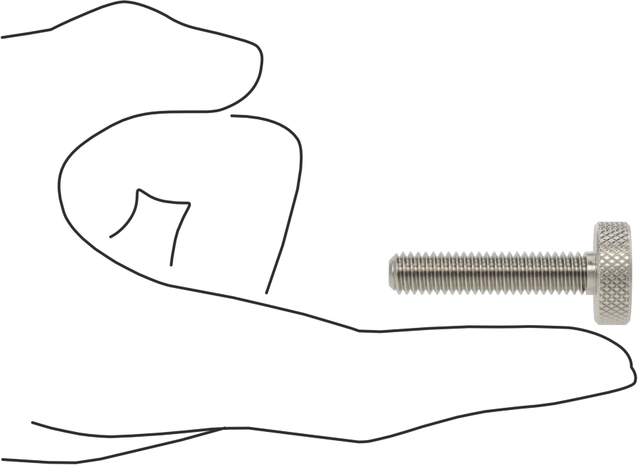 Tırtıllı Başlı Parmak Vidası, Paslanmaz Çelik, Düşük Profilli, 5/16"-18 Diş, 1-1/2" Uzunluk, 3/4" Çaplı Başlık