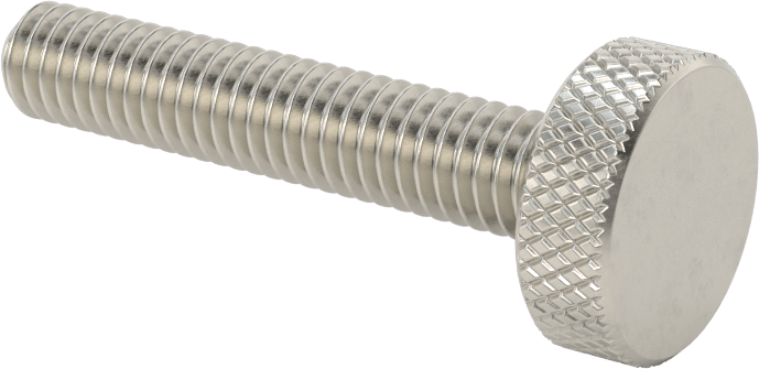 Tırtıllı Başlı Parmak Vidası, Paslanmaz Çelik, Düşük Profilli, 5/16"-18 Diş, 1-3/4" Uzunluk, 3/4" Çaplı Başlık