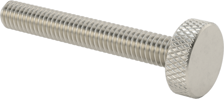 Tırtıllı Başlı Parmak Vidası, Paslanmaz Çelik, Düşük Profilli, 5/16"-18 Diş, 2-1/4" Uzunluk, 3/4" Çaplı Başlık