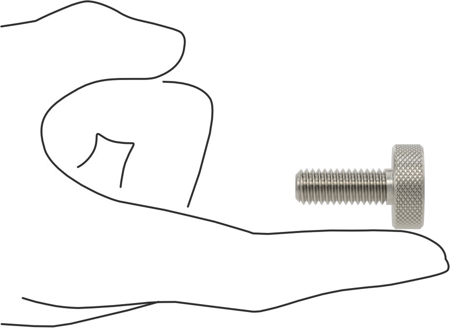 Tırtıllı Başlı Parmak Vidası, Paslanmaz Çelik, Düşük Profilli, 3/8"-16 Diş Boyutu, 1" Uzunluk, 7/8" Çaplı Başlık