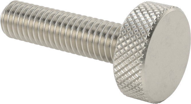 Tırtıllı Başlı Parmak Vidası, Paslanmaz Çelik, Düşük Profilli, 3/8"-16 Diş, 1-1/2" Uzunluk, 7/8" Çaplı Başlık