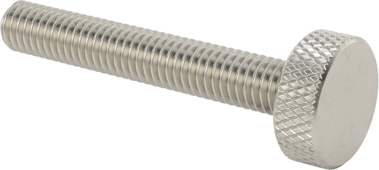 Tırtıllı Başlı Parmak Vidası, Paslanmaz Çelik, Düşük Profilli, 3/8"-16 Diş, 2-1/2" Uzunluk, 7/8" Çaplı Başlık