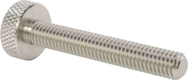 Tırtıllı Başlı Parmak Vidası, Paslanmaz Çelik, Düşük Profilli, 3/8"-16 Diş, 2-1/2" Uzunluk, 7/8" Çaplı Başlık