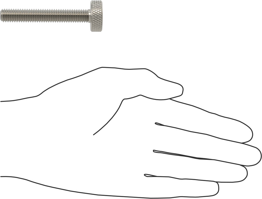Tırtıllı Başlı Parmak Vidası, Paslanmaz Çelik, Düşük Profilli, 3/8"-16 Diş, 2-1/2" Uzunluk, 7/8" Çaplı Başlık