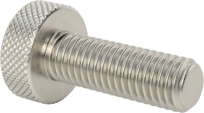 Tırtıllı Başlı Parmak Vidası, Paslanmaz Çelik, Düşük Profilli, 1/2"-13 Diş Boyutu, 1-1/2" Uzunluk, 1" Çapında Başlık